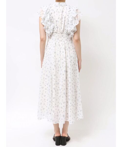 新品✨マーキュリーデュオ 23SS カシュクールパフスリーブワンピース S 水彩フラワーウエストリブカシュクールワンピース[品番