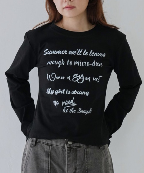 Uenui（ウニュイ）の「【 cunii 】手書きメッセージトップス1（Tシャツ/カットソー・レディース・ブラック/ホワイト・FREE）」の2枚目の写真