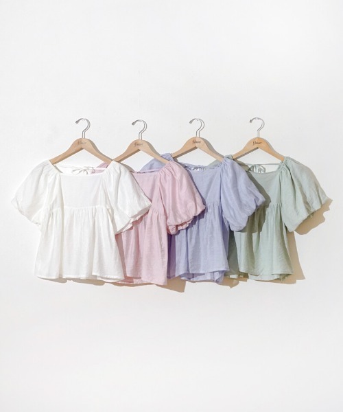 flower（フラワー）の「ウィンディーパフブラウス（シャツ/ブラウス・レディース・グリーン/ブルー/ピンク/ホワイト・FREE）」の9枚目の写真