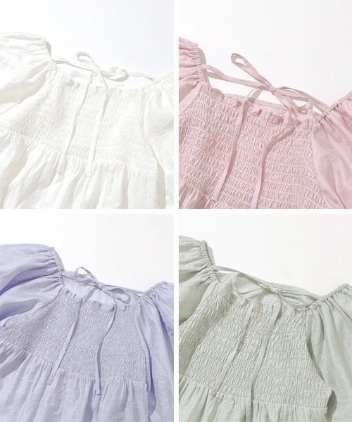 flower（フラワー）の「ウィンディーパフブラウス（シャツ/ブラウス・レディース・グリーン/ブルー/ピンク/ホワイト・FREE）」の12枚目の写真