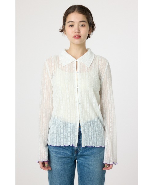 RODEO CROWNS WIDE BOWL(ロデオクラウンズワイドボウル)の「POINT COLOR シアーシャツ(シャツ/ブラウス・レディース・ブラック/オフホワイト・FREE)」の15枚目の写真