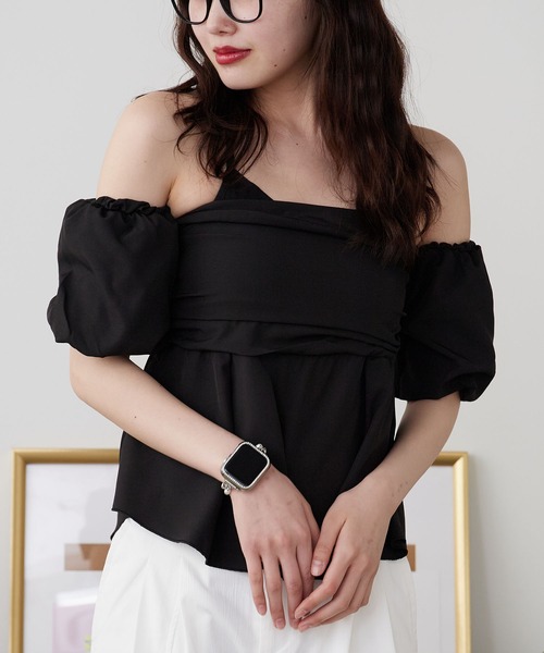 ROOPTOKYO(ループトウキョウ)の「ペプラムオフショルベアブラウス(シャツ/ブラウス・レディース・ブラック/ホワイト・FREE)」の13枚目の写真