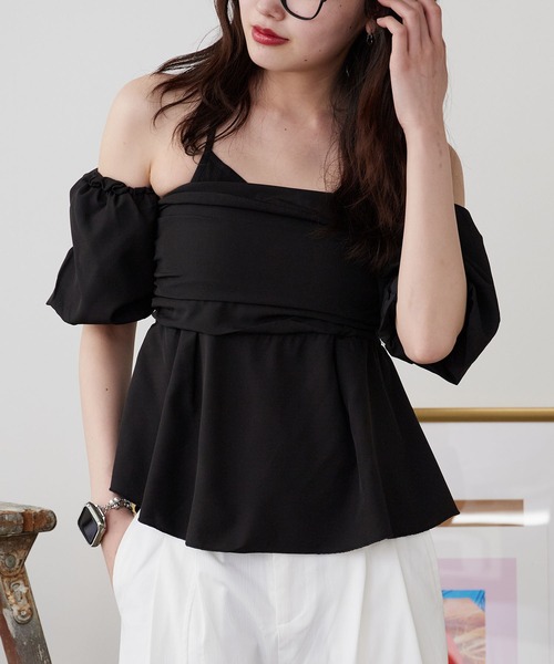 ROOPTOKYO(ループトウキョウ)の「ペプラムオフショルベアブラウス(シャツ/ブラウス・レディース・ブラック/ホワイト・FREE)」の14枚目の写真