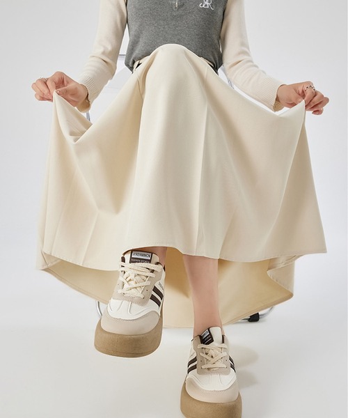 MAISON DE THERESE(メゾン ド テレーズ)の「ベルト付き ハイウエスト Aライン ミディスカート(スカート・レディース・ブラウン/ダークグレー/アイボリー/ブラック・S/M/L)」の10枚目の写真