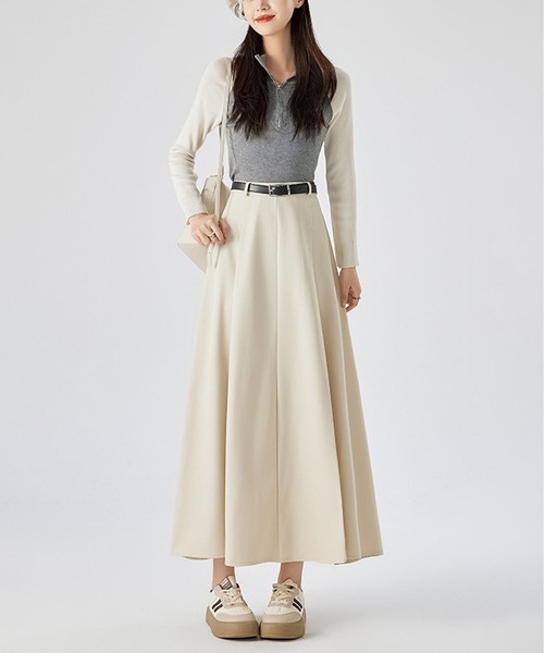 MAISON DE THERESE(メゾン ド テレーズ)の「ベルト付き ハイウエスト Aライン ミディスカート(スカート・レディース・ブラウン/ダークグレー/アイボリー/ブラック・S/M/L)」の11枚目の写真
