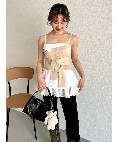 リリーブラウン LILY BROWN レイヤードカップイントップス （GRY