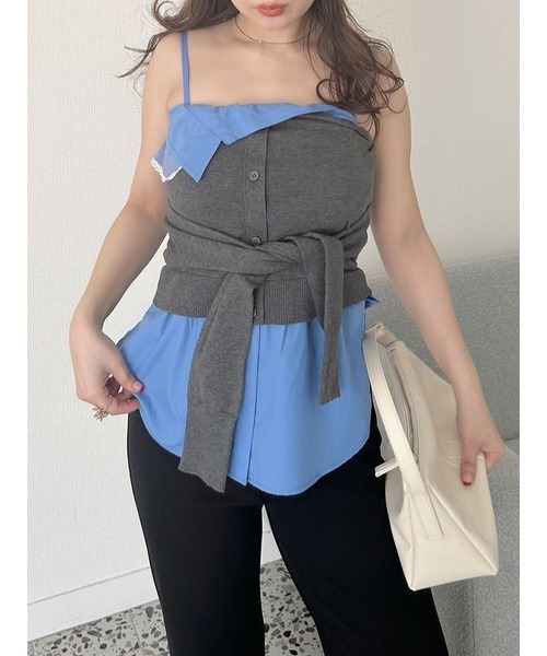 ねむい｜Lily Brown レイヤードカップイントップス LILY BROWN（リリーブラウン）の「レイヤードカップイントップス