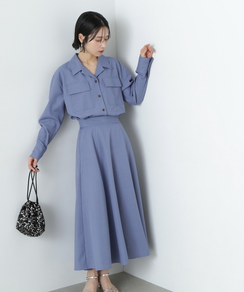 N.(N. Natural Beauty Basic)(エヌエヌナチュラルビューティーベーシック)の「シャツドッキングワンピース(ワンピース・レディース・ベージュ/ブルー・MEDIUM)」の1枚目の写真