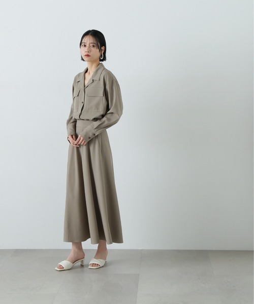 N.(N. Natural Beauty Basic)(エヌエヌナチュラルビューティーベーシック)の「シャツドッキングワンピース(ワンピース・レディース・ベージュ/ブルー・MEDIUM)」の4枚目の写真
