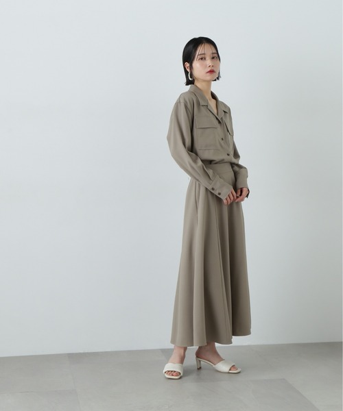 N.(N. Natural Beauty Basic)(エヌエヌナチュラルビューティーベーシック)の「シャツドッキングワンピース(ワンピース・レディース・ベージュ/ブルー・MEDIUM)」の5枚目の写真