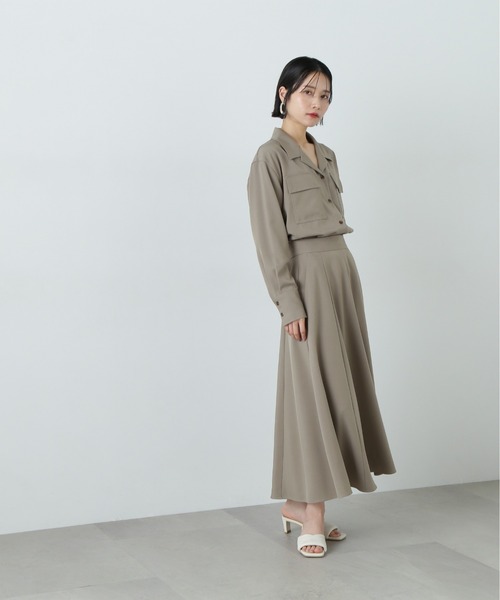 N.(N. Natural Beauty Basic)(エヌエヌナチュラルビューティーベーシック)の「シャツドッキングワンピース(ワンピース・レディース・ベージュ/ブルー・MEDIUM)」の7枚目の写真
