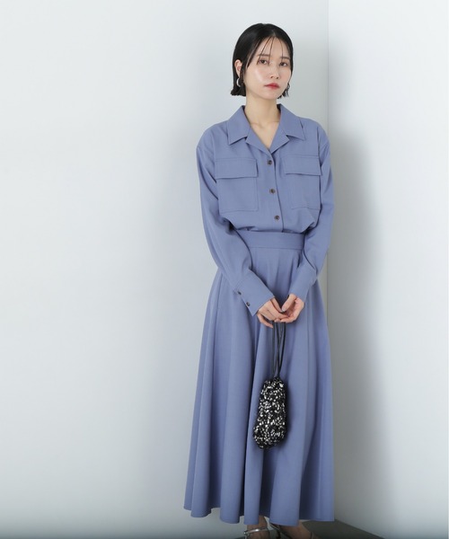 N.(N. Natural Beauty Basic)(エヌエヌナチュラルビューティーベーシック)の「シャツドッキングワンピース(ワンピース・レディース・ベージュ/ブルー・MEDIUM)」の11枚目の写真