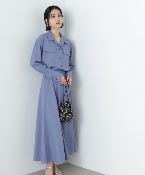 N.(N. Natural Beauty Basic)(エヌエヌナチュラルビューティーベーシック)の「シャツドッキングワンピース(ワンピース・レディース・ベージュ/ブルー・MEDIUM)」の12枚目の写真