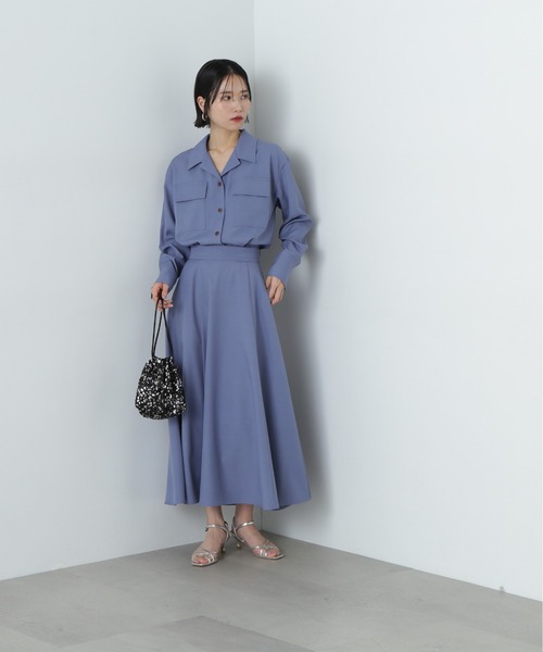 N.(N. Natural Beauty Basic)(エヌエヌナチュラルビューティーベーシック)の「シャツドッキングワンピース(ワンピース・レディース・ベージュ/ブルー・MEDIUM)」の14枚目の写真