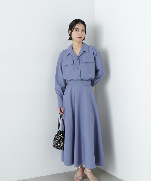N.(N. Natural Beauty Basic)(エヌエヌナチュラルビューティーベーシック)の「シャツドッキングワンピース(ワンピース・レディース・ベージュ/ブルー・MEDIUM)」の16枚目の写真