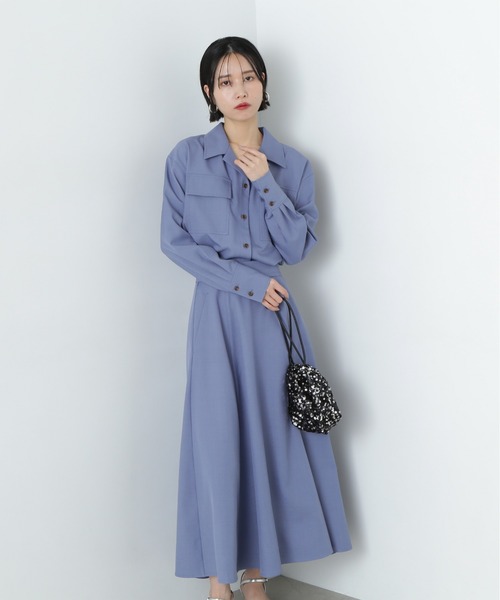 N.(N. Natural Beauty Basic)(エヌエヌナチュラルビューティーベーシック)の「シャツドッキングワンピース(ワンピース・レディース・ベージュ/ブルー・MEDIUM)」の17枚目の写真