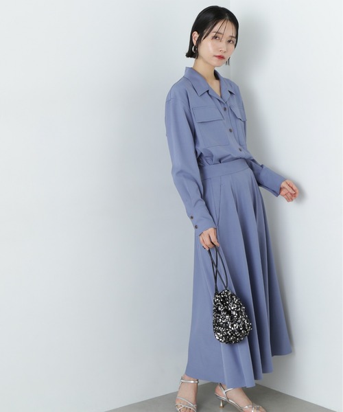 N.(N. Natural Beauty Basic)(エヌエヌナチュラルビューティーベーシック)の「シャツドッキングワンピース(ワンピース・レディース・ベージュ/ブルー・MEDIUM)」の18枚目の写真