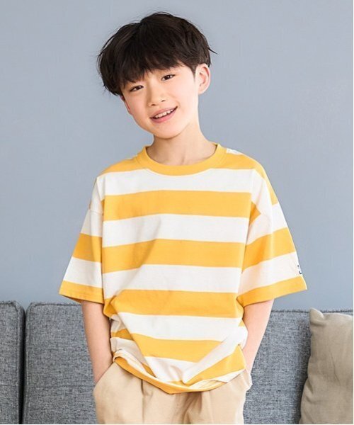 and D. petit main（アンドディープティマイン）の「【365D.】アソートボーダーワイド半T（Tシャツ/カットソー・キッズ・ラベンダー/カラフル/ピンク/ブルー/グリーン/ネイビー/エメラルド/イエロー・100cm/150cm/130cm/110cm/120cm/90cm/140cm）」の6枚目の写真