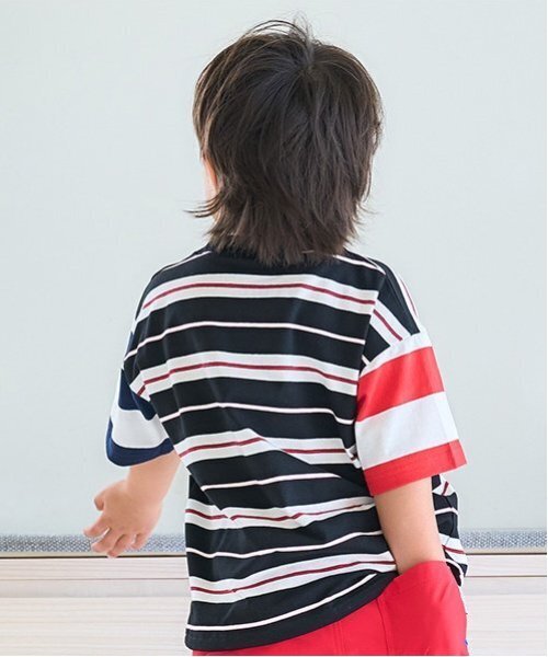 and D. petit main（アンドディープティマイン）の「【365D.】アソートボーダーワイド半T（Tシャツ/カットソー・キッズ・ラベンダー/カラフル/ピンク/ブルー/グリーン/ネイビー/エメラルド/イエロー・100cm/150cm/130cm/110cm/120cm/90cm/140cm）」の11枚目の写真