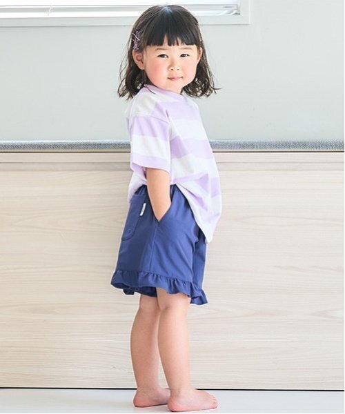 and D. petit main（アンドディープティマイン）の「【365D.】アソートボーダーワイド半T（Tシャツ/カットソー・キッズ・ラベンダー/カラフル/ピンク/ブルー/グリーン/ネイビー/エメラルド/イエロー・100cm/150cm/130cm/110cm/120cm/90cm/140cm）」の16枚目の写真