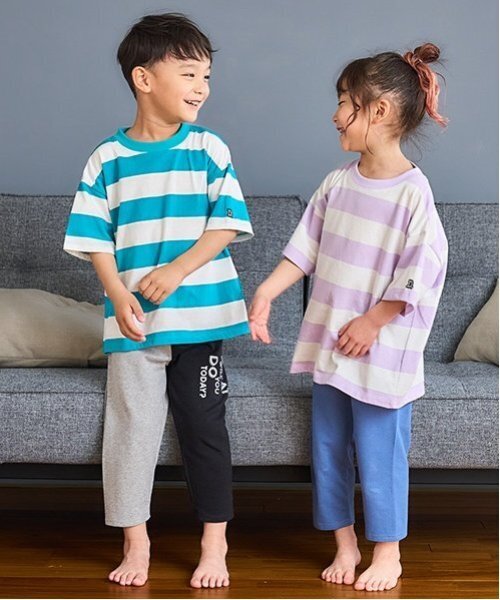 and D. petit main（アンドディープティマイン）の「【365D.】アソートボーダーワイド半T（Tシャツ/カットソー・キッズ・ラベンダー/カラフル/ピンク/ブルー/グリーン/ネイビー/エメラルド/イエロー・100cm/150cm/130cm/110cm/120cm/90cm/140cm）」の17枚目の写真