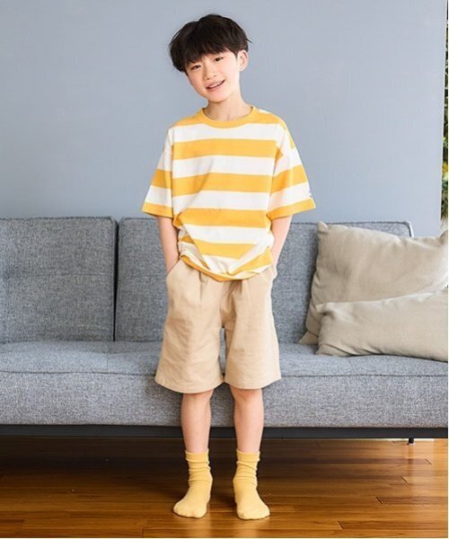 and D. petit main（アンドディープティマイン）の「【365D.】アソートボーダーワイド半T（Tシャツ/カットソー・キッズ・ラベンダー/カラフル/ピンク/ブルー/グリーン/ネイビー/エメラルド/イエロー・100cm/150cm/130cm/110cm/120cm/90cm/140cm）」の18枚目の写真