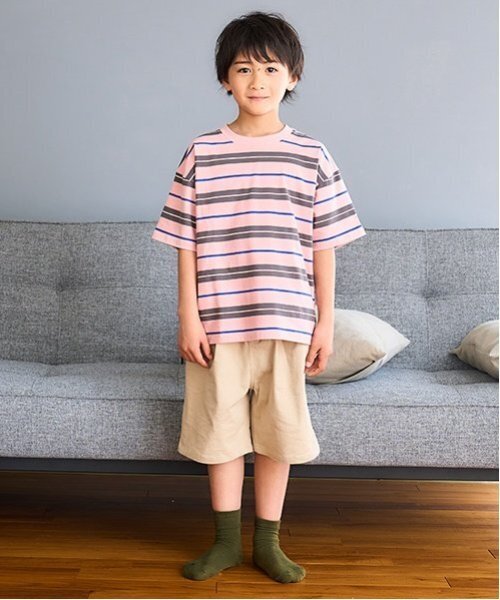 and D. petit main（アンドディープティマイン）の「【365D.】アソートボーダーワイド半T（Tシャツ/カットソー・キッズ・ラベンダー/カラフル/ピンク/ブルー/グリーン/ネイビー/エメラルド/イエロー・100cm/150cm/130cm/110cm/120cm/90cm/140cm）」の21枚目の写真
