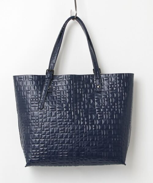 HIGH STREET（ハイストリート）の「ﾃｯｾﾗｴｽﾌﾟﾘｯﾄﾚｻﾞｰﾄｰﾄﾊﾞｯｸﾞ（トートバッグ・メンズ・ネイビー/ベージュ系その他/ブラック・F）」の4枚目の写真