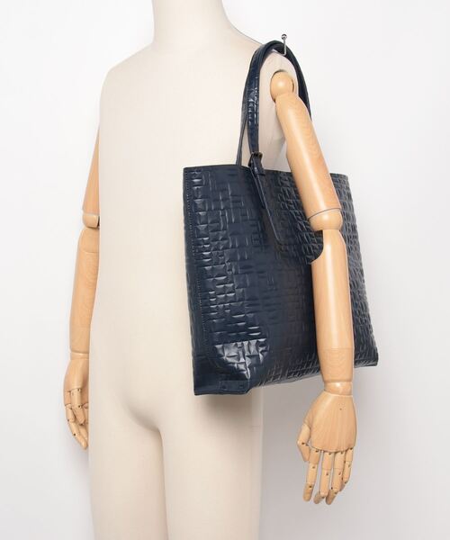 HIGH STREET（ハイストリート）の「ﾃｯｾﾗｴｽﾌﾟﾘｯﾄﾚｻﾞｰﾄｰﾄﾊﾞｯｸﾞ（トートバッグ・メンズ・ネイビー/ベージュ系その他/ブラック・F）」の7枚目の写真