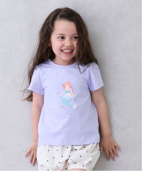 petit main（プティマイン）の「【防汚/リンク】キラキラモチーフTシャツ（Tシャツ/カットソー・キッズ・ラベンダー/オフホワイト/ピンク/ブラック/サックスブルー・130cm/120cm/80ｃｍ/90cm/100cm/110cm）」の4枚目の写真