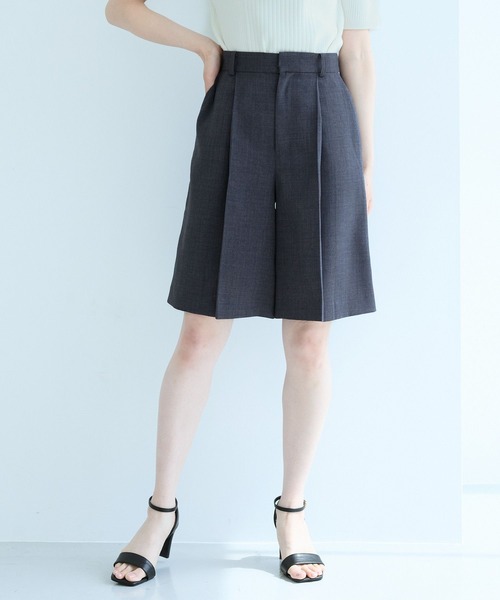 Andemiu（アンデミュウ）の「【セットアップ対応】リネンライクハーフパンツ494245（その他パンツ・レディース・ブラウン/ライトベージュ/チャコールグレー・MEDIUM/SMALL）」の2枚目の写真