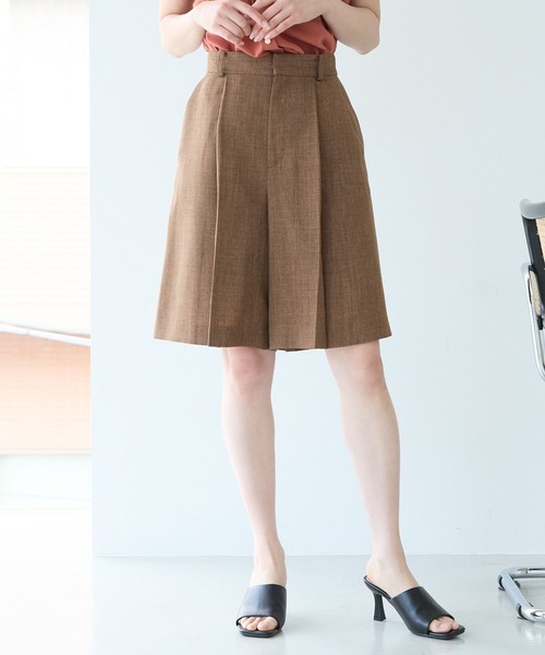 Andemiu（アンデミュウ）の「【セットアップ対応】リネンライクハーフパンツ494245（その他パンツ・レディース・ブラウン/ライトベージュ/チャコールグレー・MEDIUM/SMALL）」の5枚目の写真