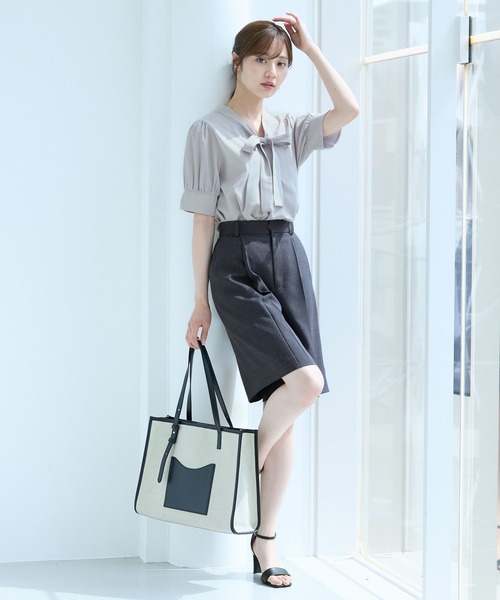 Andemiu（アンデミュウ）の「【セットアップ対応】リネンライクハーフパンツ494245（その他パンツ・レディース・ブラウン/ライトベージュ/チャコールグレー・MEDIUM/SMALL）」の11枚目の写真