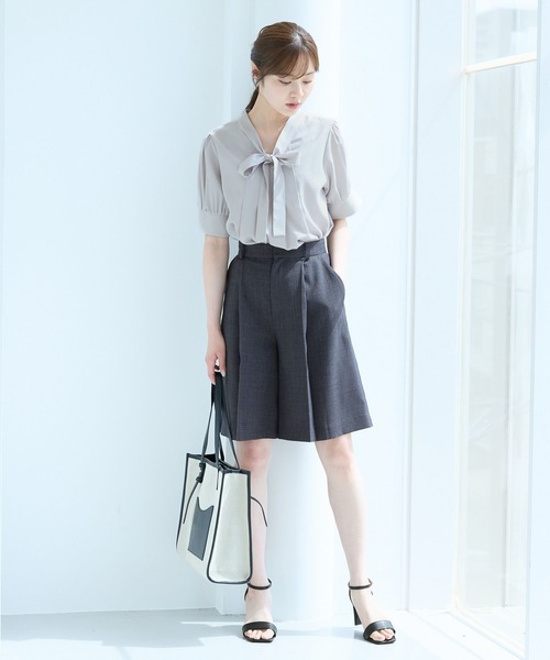 Andemiu（アンデミュウ）の「【セットアップ対応】リネンライクハーフパンツ494245（その他パンツ・レディース・ブラウン/ライトベージュ/チャコールグレー・MEDIUM/SMALL）」の12枚目の写真