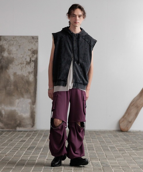 HARE(ハレ)の「ピグメントフードベスト(HARE)(ベスト・メンズ・ブラック/グレー・FREE)」の7枚目の写真