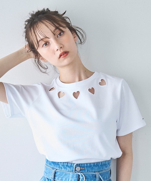 31 Sons de mode(トランテアン ソン ドゥ モード)の「2025春夏新作 ハートカットワークTシャツ(Tシャツ/カットソー・レディース・オフホワイト/ブラック・フリ-)」の6枚目の写真