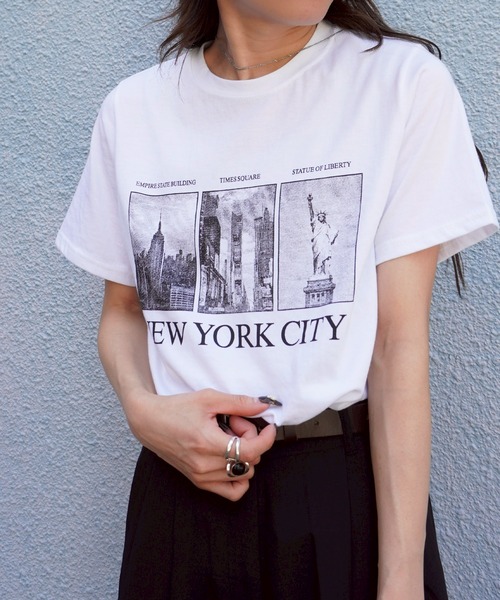 gossara(ゴサラ)の「NYロゴフォトT(Tシャツ/カットソー・レディース・ホワイト/杢グレー/オートミール・FREE)」の4枚目の写真