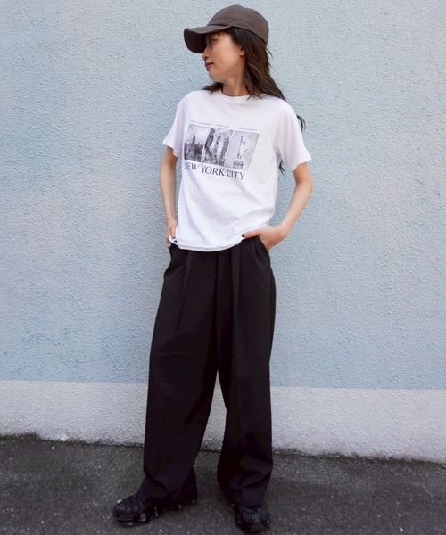 gossara(ゴサラ)の「NYロゴフォトT(Tシャツ/カットソー・レディース・ホワイト/杢グレー/オートミール・FREE)」の9枚目の写真