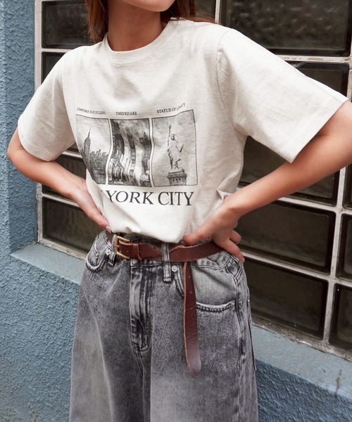 gossara(ゴサラ)の「NYロゴフォトT(Tシャツ/カットソー・レディース・ホワイト/杢グレー/オートミール・FREE)」の19枚目の写真
