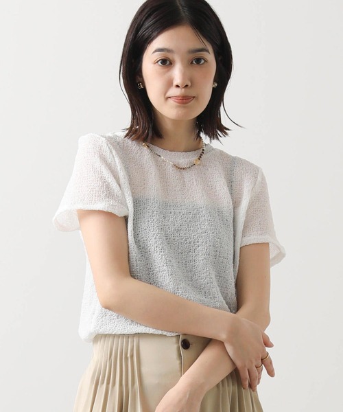 Gready Brilliant（グレディブリリアン）の「シアーサッカークルーカットソー（Tシャツ/カットソー・レディース・レッド/ドット/オフホワイト・FREE）」の8枚目の写真