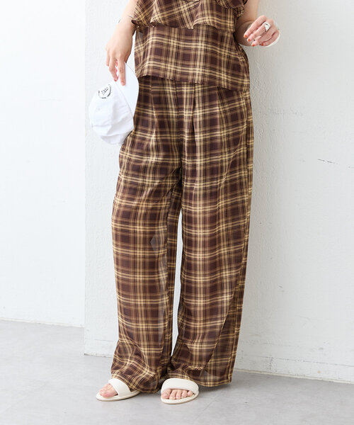 mystic(ミスティック)の「チェックイージーパンツ(その他パンツ・レディース・ブラウン/ネイビー・1/2)」の4枚目の写真