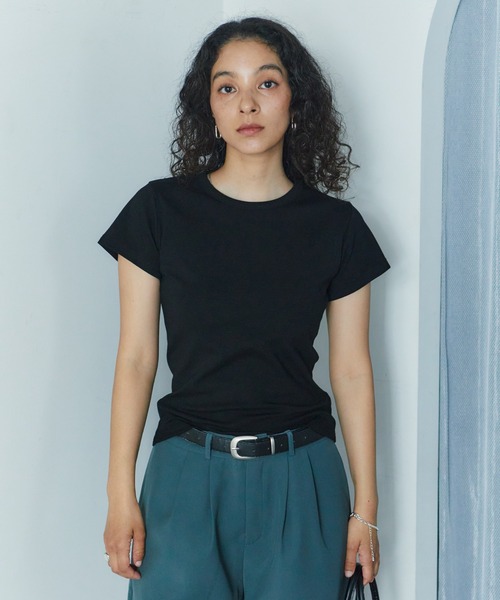 LIENCOEUR(リアンクール)の「ベーシックコンパクトTシャツ(Tシャツ/カットソー・レディース・ホワイト/グレー/ブラック・FREE)」の18枚目の写真