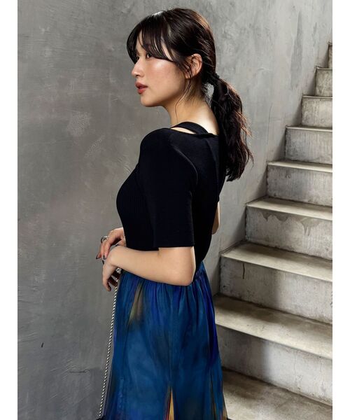 MURUA(ムルーア)の「フロントホックレイヤードハーフニット(ニット/セーター・レディース・その他1/ブルー/ブラック/ホワイト・FREE)」の10枚目の写真