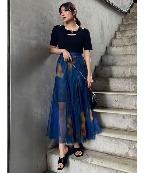 MURUA(ムルーア)の「フロントホックレイヤードハーフニット(ニット/セーター・レディース・その他1/ブルー/ブラック/ホワイト・FREE)」の11枚目の写真