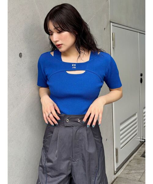 MURUA(ムルーア)の「フロントホックレイヤードハーフニット(ニット/セーター・レディース・その他1/ブルー/ブラック/ホワイト・FREE)」の12枚目の写真