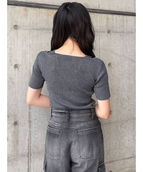 MURUA(ムルーア)の「フロントホックレイヤードハーフニット(ニット/セーター・レディース・その他1/ブルー/ブラック/ホワイト・FREE)」の18枚目の写真