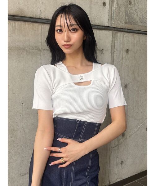 MURUA(ムルーア)の「フロントホックレイヤードハーフニット(ニット/セーター・レディース・その他1/ブルー/ブラック/ホワイト・FREE)」の19枚目の写真