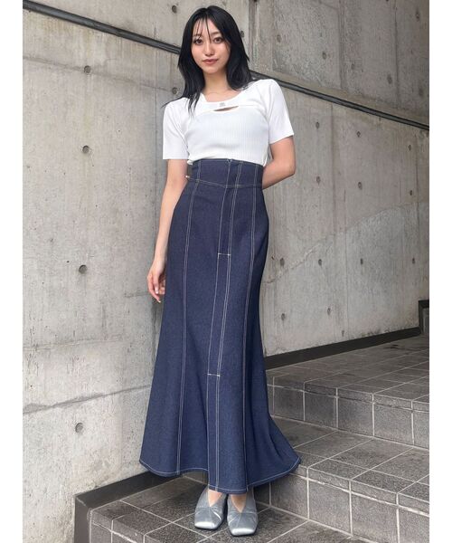 MURUA(ムルーア)の「フロントホックレイヤードハーフニット(ニット/セーター・レディース・その他1/ブルー/ブラック/ホワイト・FREE)」の22枚目の写真