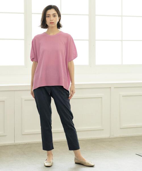 OPAQUE.CLIP(オペークドットクリップ)の「《5色展開/S-LLサイズ》リラクシーメッシュニット【洗濯機洗い可】(ニット/セーター・レディース・ブラック/ピンク/グリーン/ホワイト/ライトグレー・36/38/40/42)」の18枚目の写真