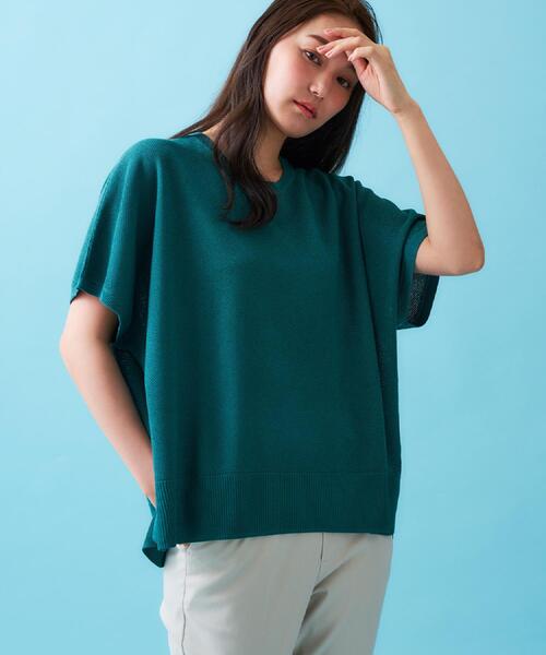 OPAQUE.CLIP(オペークドットクリップ)の「《5色展開/S-LLサイズ》リラクシーメッシュニット【洗濯機洗い可】(ニット/セーター・レディース・ブラック/ピンク/グリーン/ホワイト/ライトグレー・36/38/40/42)」の16枚目の写真